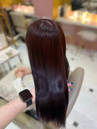 ロング カラー パーマ amane໒꒱うる艶 ブリーチ透明感カラーのヘアスタイル