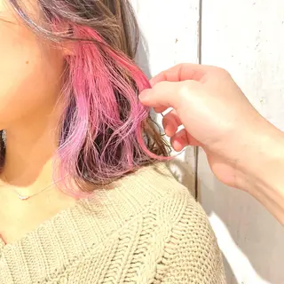 ミディアム カラー 癖毛救済✂️ボブ /髪質改善ストレートのヘアスタイル