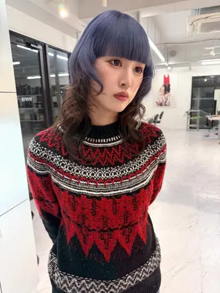 ミディアム カラー TATSUブリーチ/ ミルクティーベージュのヘアスタイル