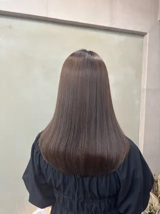 セミロング 髪質改善ストレート/ ブリーチ／渋谷　福田のヘアスタイル