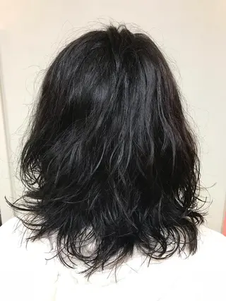 ミディアム カラー パーマ 横田 尚登のヘアスタイル
