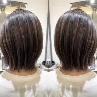 ミディアム ハイライトバレイヤー ジュ＆縮毛矯正✨櫻野のヘアスタイル