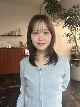 ミディアム 透明感カラー/顔周り カット/ののか💞のヘアスタイル