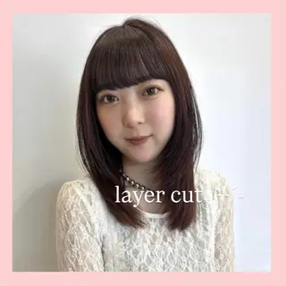 セミロング カラー レイヤー/暖色カラー 🎀はるのヘアスタイル