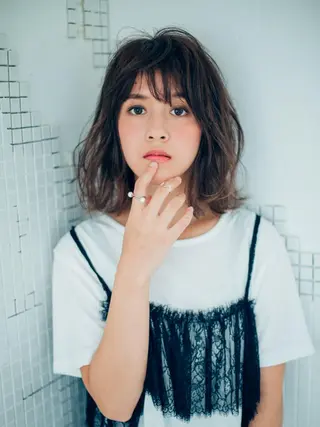 ミディアム カラー パーマ ヘアアレンジ メンズ キッズ ネイル マツエク・マツパ premier modelsのヘアスタイル