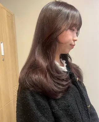 セミロング カラー レイヤーカット🍏 オリーブ/ののかのヘアスタイル
