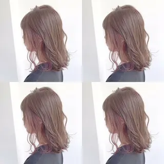 セミロング カラー エフェクトブリーチ 🌟前澤啓太朗のヘアスタイル