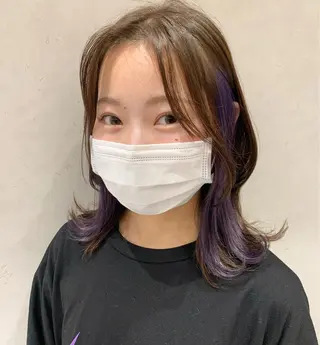 ミディアム カラー ayumi🌈 インナーカラー🌈のヘアスタイル
