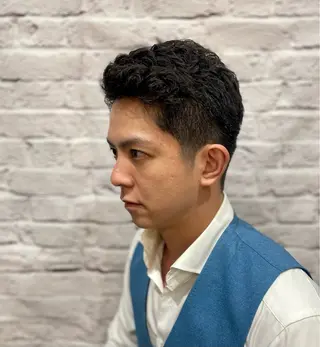 ショート パーマ メンズ 無料メンズカット❗️ 岡本晟我のヘアスタイル