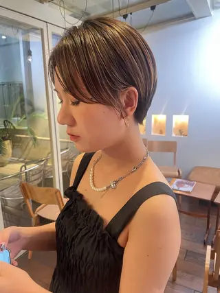 ショート 抜け感ボブ×パーマ |kazaneのヘアスタイル