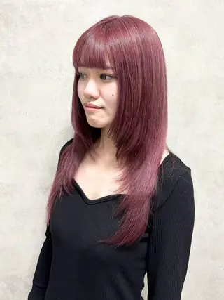ロング カラー Rin♡透明感ピンク 🎀白肌ラベンダーのヘアスタイル