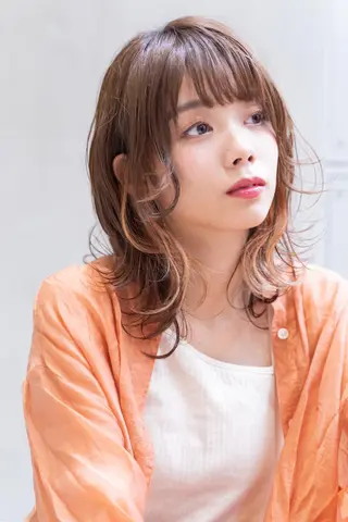 ミディアム カラー パーマ 💝髪質改善💝_ chlom🌸春🌸のヘアスタイル