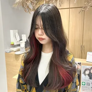 ロング カラー 韓国ヘア×レイヤー カット/上田丈也のヘアスタイル