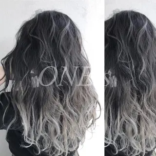 ロング カラー JuNブリーチに 縮毛矯正するプロのヘアスタイル