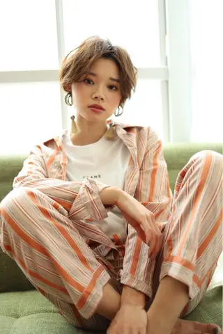 ショート カラー パーマ ヘアアレンジ 【白髪ぼかし 専門GBG】自由が丘のヘアスタイル