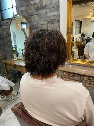 ショート カラー パーマ メンズ 増田 ルナのヘアスタイル