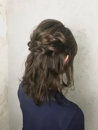 ミディアム カラー パーマ ヘアアレンジ 韓国ヘア✨グレージュ カラーasamiのヘアスタイル