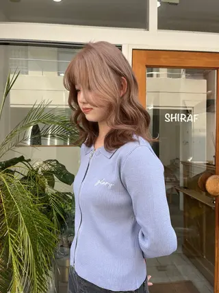 セミロング カラー ベージュ⟡˖レイヤー ˖ ࣪⊹あずきのヘアスタイル