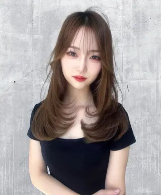 ロング カラー ヘアアレンジ レイヤー/髪質改善 縮毛/ハッシュカットのヘアスタイル