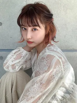ミディアム カラー 赤み消し韓国ヘア レイヤー縮毛🤍渡邉のヘアスタイル