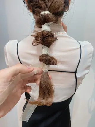 セミロング カラー ヘアアレンジ ブリーチなしカラー/ 髪質改善/寺門束のヘアスタイル