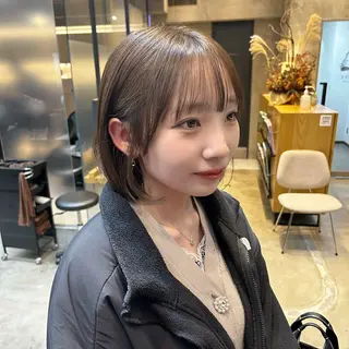 ミディアム カラー 縮毛矯正・似合わせ タナカ レイヤのヘアスタイル