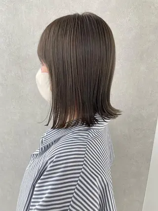 ミディアム カラー ボブ/ショート/ 縮毛矯正/岸本恭明のヘアスタイル