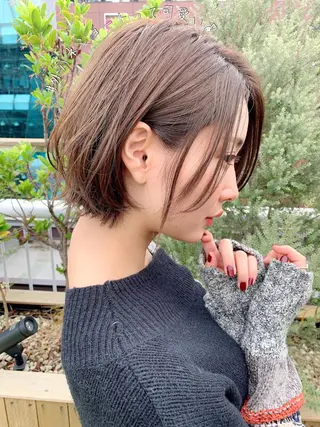 ショート カラー パーマ 大人かわいい💍🤍 ボブ/ショートボブのヘアスタイル