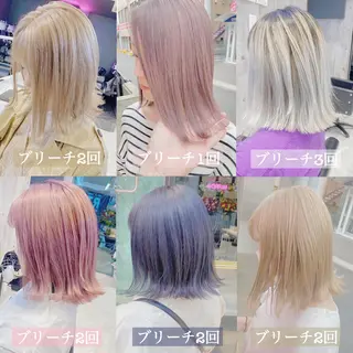 ミディアム カラー ヘアアレンジ TAKUMAブリーチ /切りっぱなし🪽のヘアスタイル