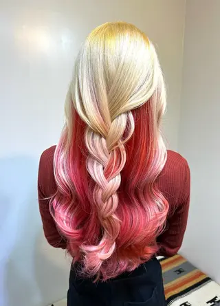ロング カラー ブリーチ毛対応酸性 ストレート🌈サキのヘアスタイル