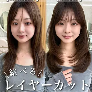 セミロング カラー 似合わせレイヤー/ 透明感カラーのヘアスタイル
