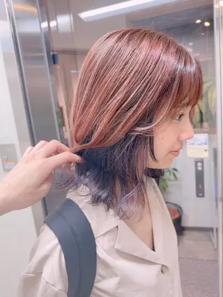 セミロング カラー 髪質改善&ストレート ✂︎鈴木青樹のヘアスタイル