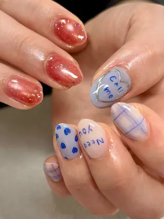 ネイル tsumeya ゆるかわ手描きネイルのネイルデザイン