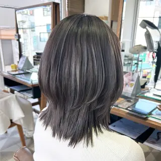 ミディアム カラー ヘアアレンジ 吉水 彩乃 /ボブ/艶感カラーのヘアスタイル