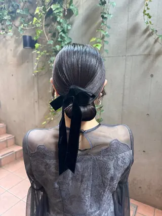 セミロング ヘアアレンジ 🎗️【ヘアセット 美眉】吉川玲🎗️のヘアスタイル