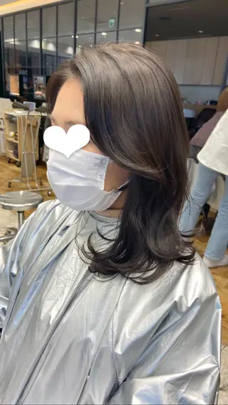 ミディアム カラー パーマ ヘアアレンジ 🌈小顔似合わせ SHIHO🌈のヘアスタイル