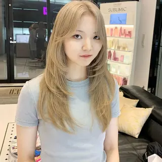 ロング カラー ハッシュカット/ハイ トーン/MANAMIのヘアスタイル