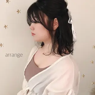 ミディアム カラー ヘアアレンジ 市川 千夏のヘアスタイル