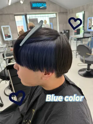 ショート カラー メンズ ☁️かずき☁️青.紫 推し活カラー💫のヘアスタイル