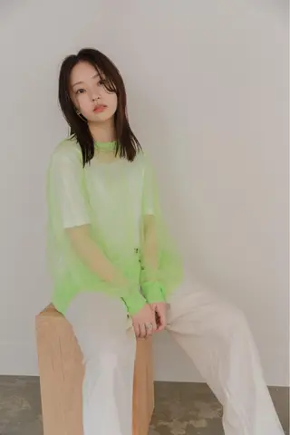 ミディアム カラー ツジガキ ユウスケのヘアスタイル