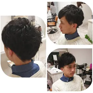 ショート パーマ メンズ 酸性ストレート／カラ ー/山下高明のヘアスタイル