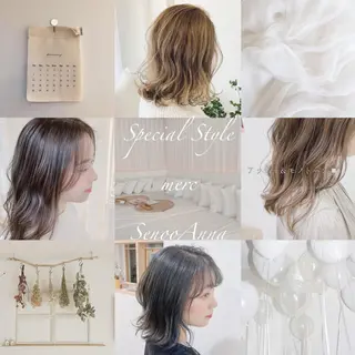 セミロング カラー パーマ ヘアアレンジ メンズ キッズ ネイル マツエク・マツパ merc. 🌼せのおのヘアスタイル