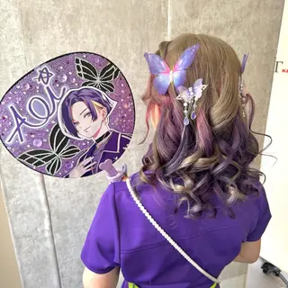 セミロング ヘアアレンジ ヘアメ🎀推しカラー 🥣横浜/しほ🧸のヘアスタイル