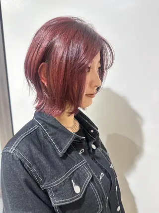 ミディアム レイヤー 艶々カラーのヘアスタイル