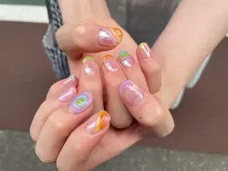 ネイル はばすみれ🎀ﾈｲﾙ 光ﾌｪｲｼｬﾙ ﾍｱのネイルデザイン
