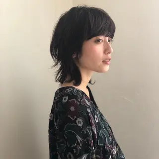 ミディアム カラー パーマ ニュアンスパーマ/ レイヤー/茶屋町のヘアスタイル