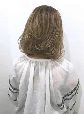 ミディアム カラー パーマ ヘアアレンジ 境 健助のヘアスタイル