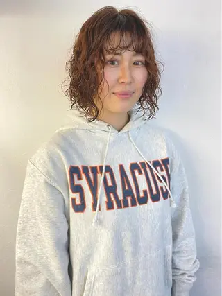 ショート カラー パーマ 森貴裕/ベージュ/ パーマ/オリーブのヘアスタイル