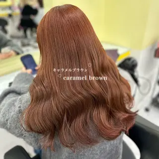 ロング カラー 韓国風艶髪🎀 暖色カラー🤍のヘアスタイル