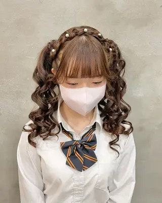 ロング ヘアアレンジ 【ピンク/韓国ヘア/ ヘアセット】亜海のヘアスタイル